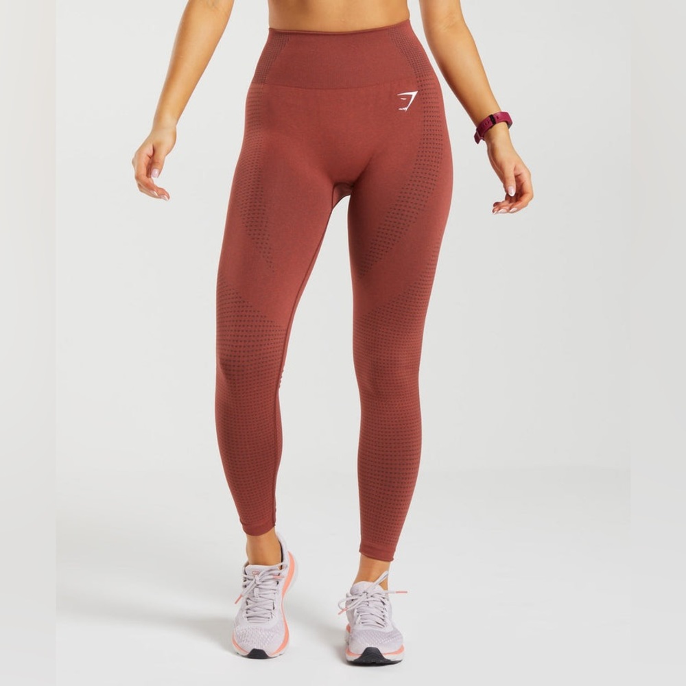NWT GYMSHARK VITAL SEAMLESS 2.0 LEGGINGS in Brick Red Marl Size Large